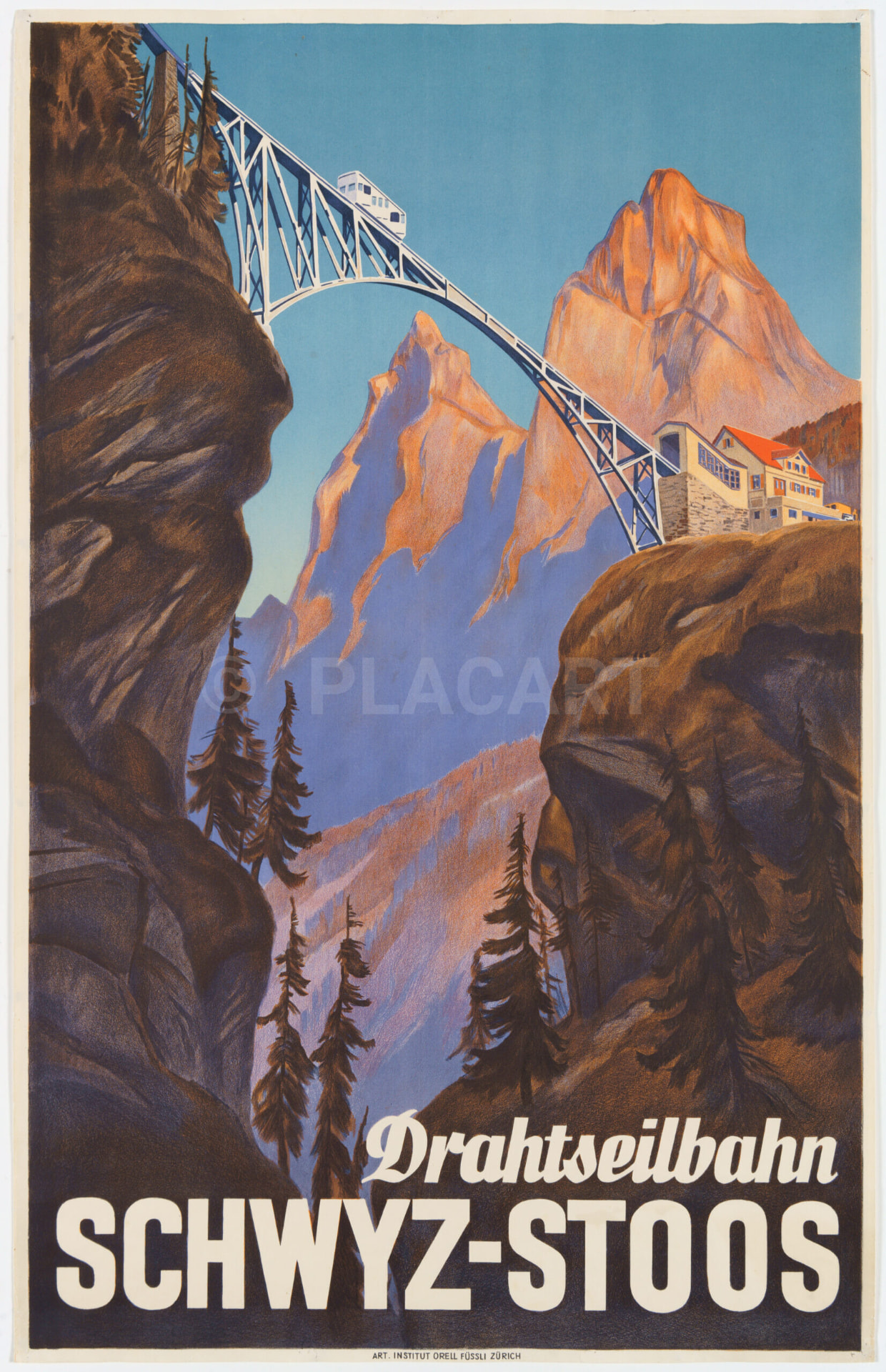 Plakat Drahtseilbahn Schwyz-Stoos 1933